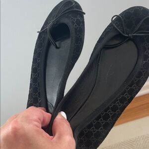 Gucci Black Monogram Flats for Women